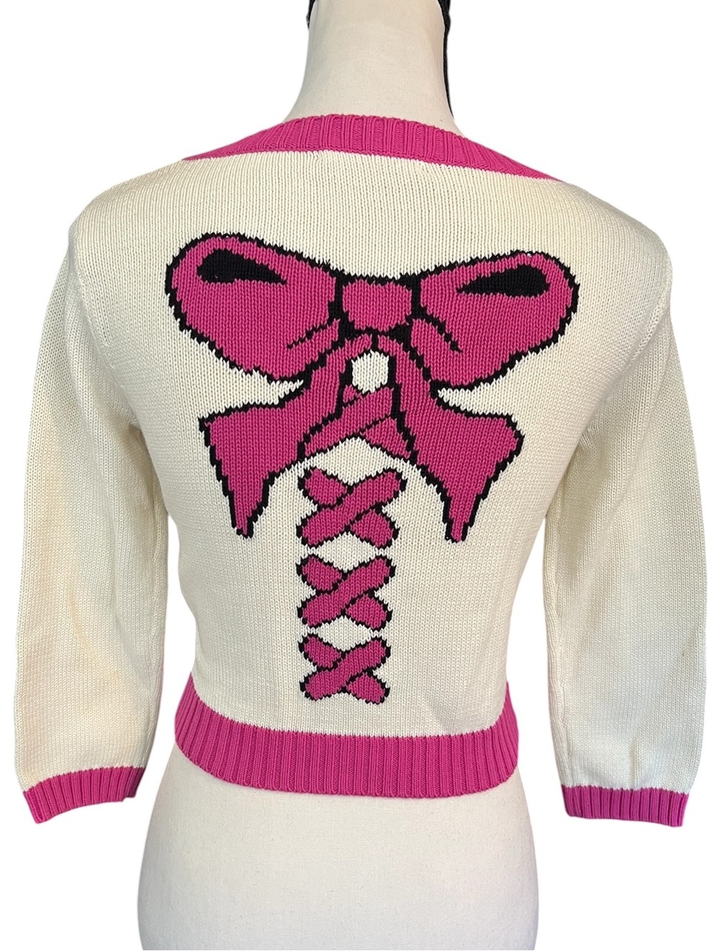 🔥6HR SALE🔥 Vintage Betsey Johnson Bow Pinup Gumball Button Knit Sweater Cardigan